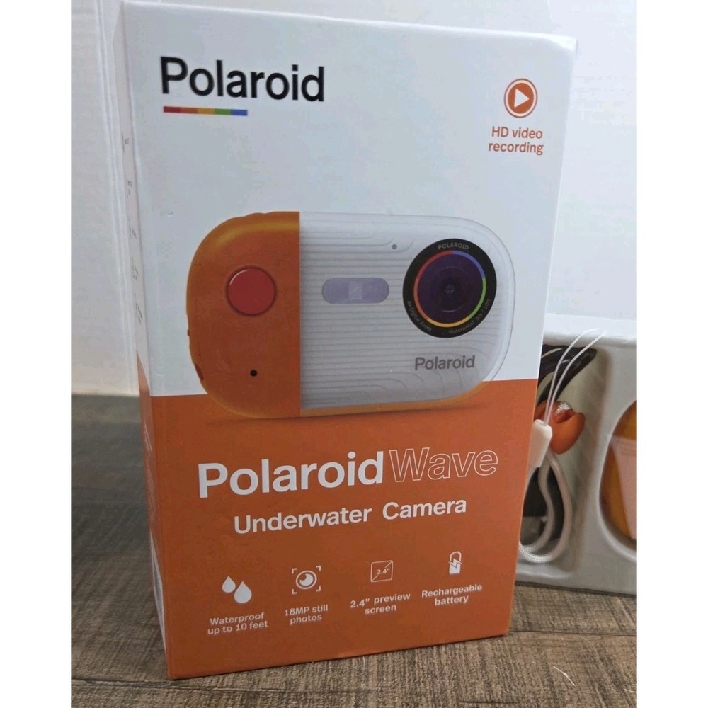 Polaroid Wave Underwater Camera Waterproof Action Cam Orange White Open Box